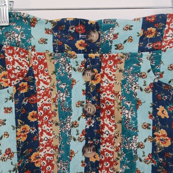 Amy Byer Corduroy Mini Skirt Large Multicolor Patchwork Y2K Retro NWT - Picture 5 of 10